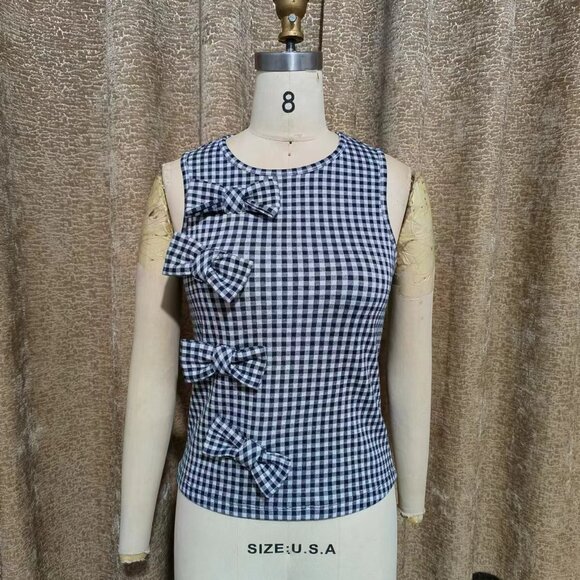 ANTHROPOLOGIE: Gingham Bow Tank - Picture 7 of 8